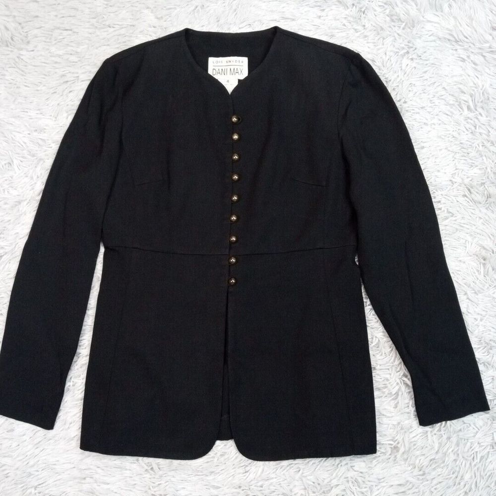 Vintage Lois Snyder Jacket Womens 4 Black Blazer Button Up‎ Cozy Career Dani Max